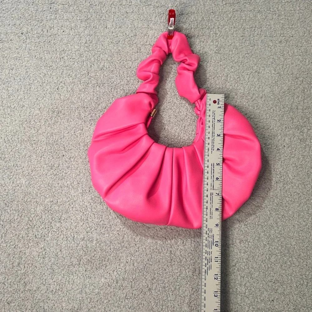 Unbranded Hobo Bag Ruched Crescent Small Neon Pink Barbiecore Coquette Y2K Cute